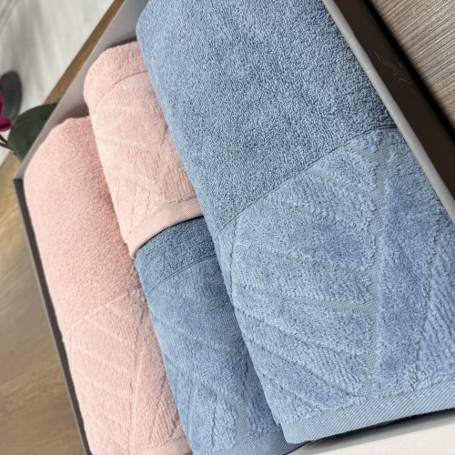 KISMİ KADİFE HAMAM TAKIMI PİRAMİT DESEN %100 PAMUK 50-90 2 ADET+90-150 2 ADET 2